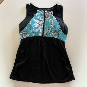 Lane Bryant | Blue Floral Zip Up Swim Tank | Size 18